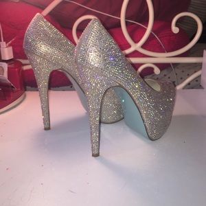 Betsey Johnson silver jeweled heels